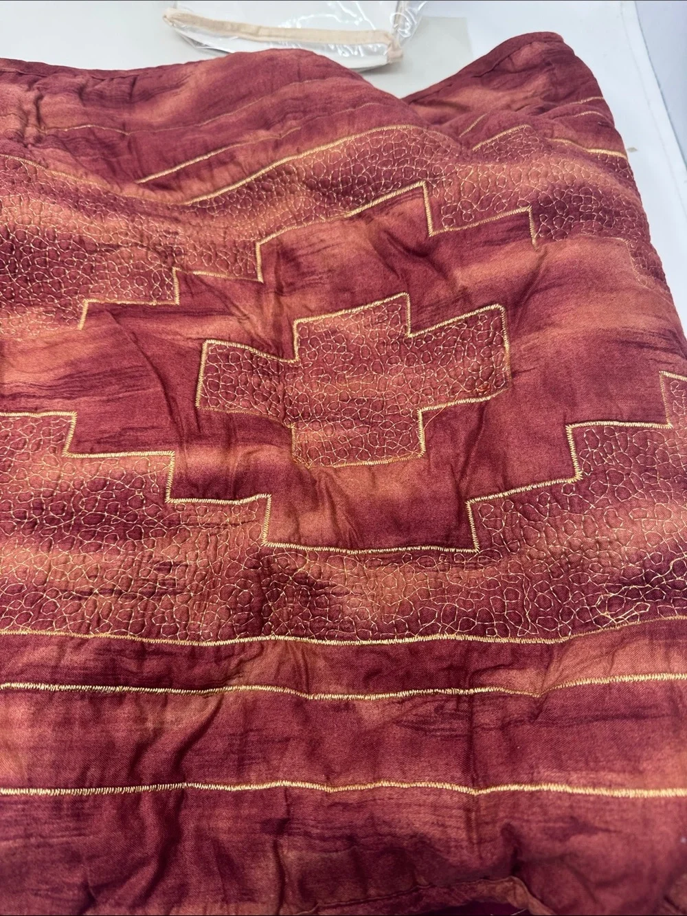 VINTAGE DONNA SHARP KING PILLOW SHAMS RED DESERT LOT / PAIR OF 2 QUILTED